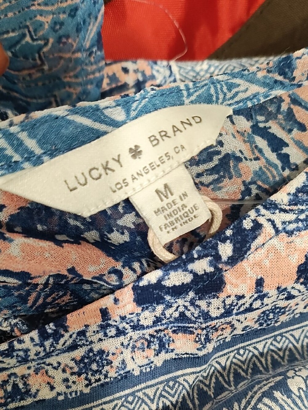 Lucky Brand Blue and Pink Patterned Scoop Neck Blouse - Picture 8 of 9